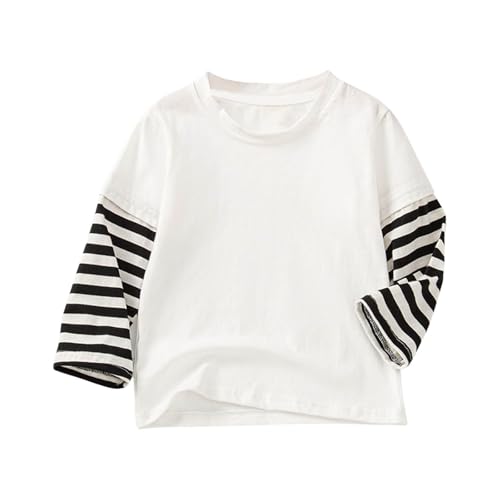 Girls Long Sleeve Striped Shirt Cotton T-Shirts Cute Tees Shirts Fall Tops Casual Round Neck Tshirts