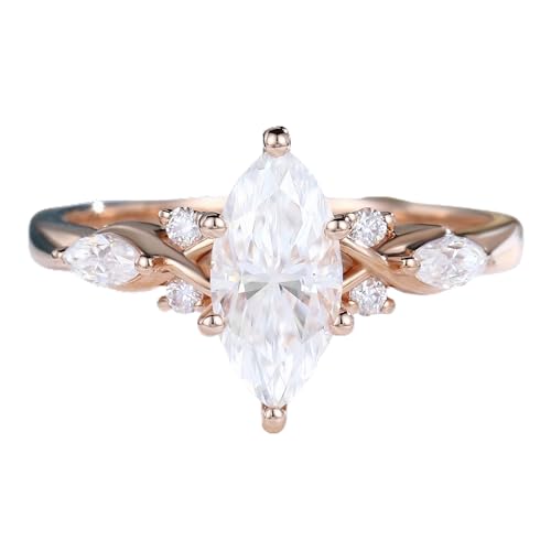 1.108-3.108 Carat Natural Diamond/Lab-Grown Diamond/Moissanite Engagement Ring for Women Pear/Marquise/Oval/Emerald Cut Vintage Wedding Ring in Sterling Silver/10K/14K/18K Solid Gold