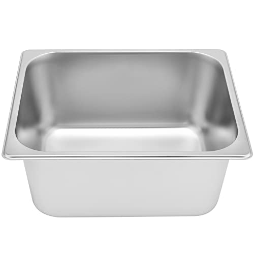 Image of JAPCHET 4 Pack Stainless Steel Steam Pan, 1 /2 Size 6 Inch Deep, Anti-Jam Hotel Pans Commercial Metal Food Catering Tray for Buffet, Restaurant