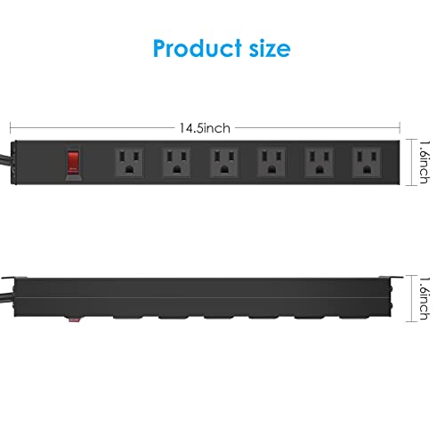 Image of 3Pack Metal Wall Mount Power Strip, Mountable Power Outlet with 6 AC Outlets, Aluminum Alloy Mount Power Socket with Switch, 3 FT SJT 3 /C 14AWG Power Cord, 15A 125V 1875W (6AC)