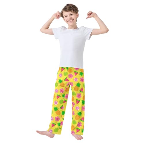 ZZXXB Grapefruit Pineapple Boys Long Pants Soft Trousers Elastic Waist Kids Lounge Bottoms with Pockets S-XL2