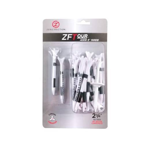 Zero Friction Tour 3-Prong Golf Tees (2-3/4 Inch, White, Pack of 40)