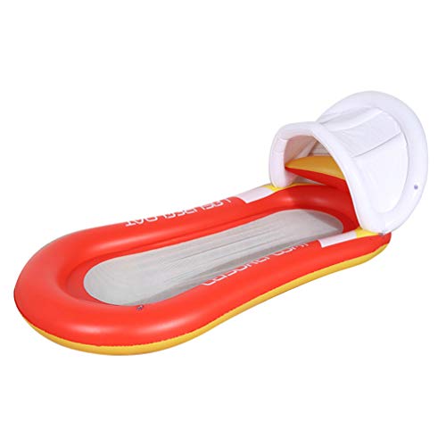 BESPORTBLE Boia de Piscina Rede Inflável Espreguiçadeira para Piscina com Cobertura para Guarda-sol