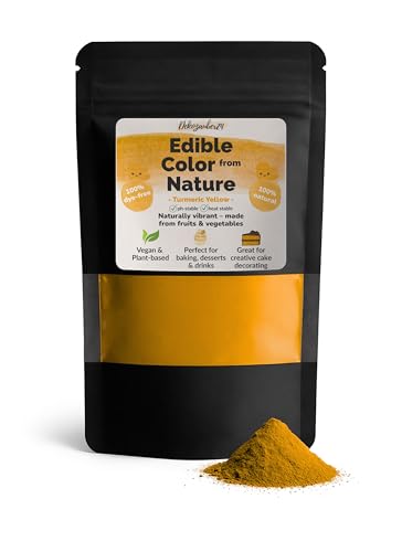 Dekozauber24 Natural turmeric food coloring, 0.35oz edible powder, dye free, vegan, plant based and gluten free color for baking