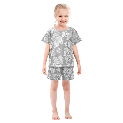 senya Short Sleeve Pajamas Sets Summer Cotton Sleepwear Grape Gray Background3