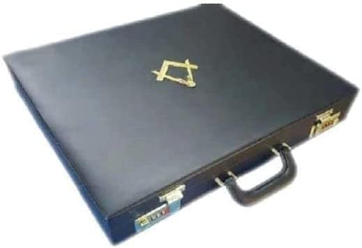 Masonic Regalia MM WM Attaché Mason Apron Hard Case Briefcase with Yellow Compass2