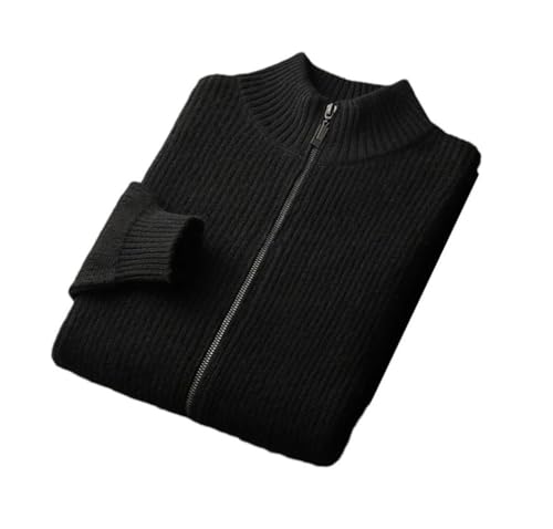 Men Zipper Pocket 100 Percent Wool Cardigan Men's O Collar Sweater Warm Loose Casual Zipper Thickened Cardigan