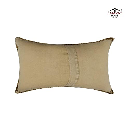 Image of SAJAVAT HOME PV30 Cotton Quilted Paisley Print Pillow Cover (Pack of 1) 21x27 INCHES /53x68 cm Multicolour (Brown)