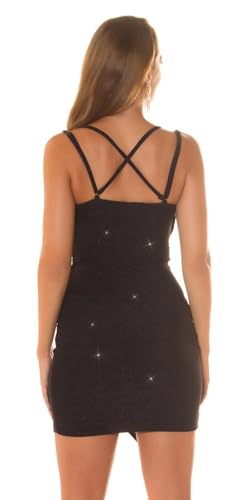 Robe de soirée à paillettes et double bretelles - Robe courte décolleté V - 5