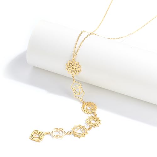 Spiritual Chakra Necklace for Women Trendy - Gold Long Necklaces Yoga Dainty Trendy Y Prom Birthday2