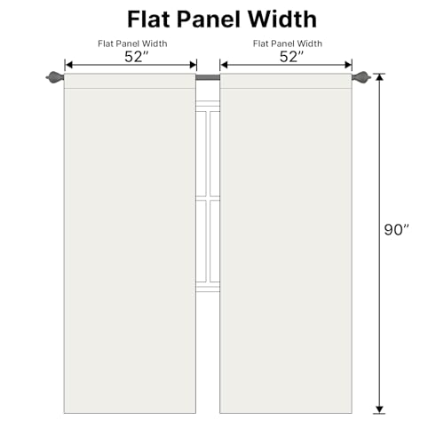 Image of H.VERSAILTEX Back Tab Curtains 90 Inch Long for Living Room, Rod Pocket Room Darkening Thermal Insulated Blackout Curtains, 52 x 90 Inch, Ivory /Cream, 2 Panels