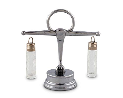 Arthur Court Hanging Glass Salt and Pepper Shaker Set Equestrian Horse Bit Cast