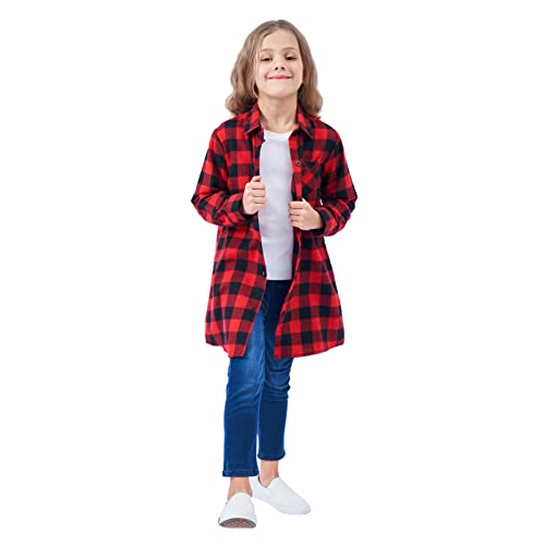 Girls Toddler Plaid Pleated Mini Dress Button Down Plaid Flannel Shirts Long Sleeve Casual Dress Girl Undershirts Long4