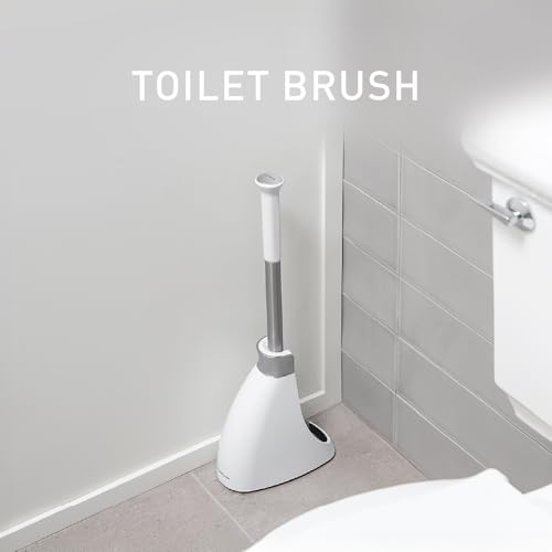 Image of simplehuman Toilet Brush with Caddy, Stainless Steel, White