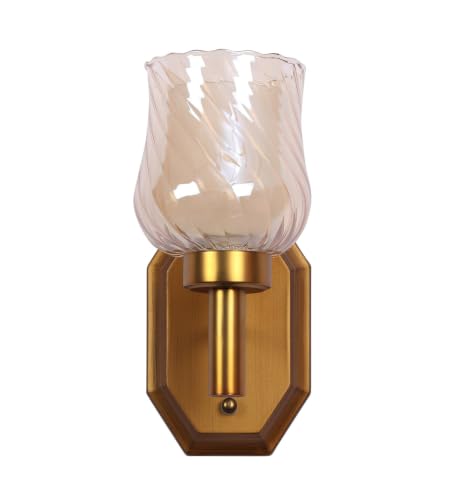 Image of ELIANTE by Jainsons Lights | Como Glass Wallchieres (Gold) Included Bulb | Lights | Gold Glass Light Fixture | for Living Room, Bedroom, Hallway | E27 Holder | 3 Year Warranty