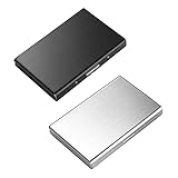 Newaner Tarjetero para Tarjetas de Crédita/Visita/Monedero, para Hombre y Mujer(Negro*1+Plata*1)