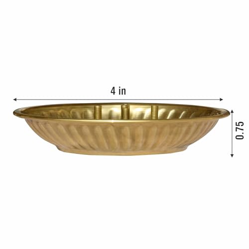 Pure Source India 5-Stick Brass Incense Stand - Gold Tone, Compact Size 9.5 cm