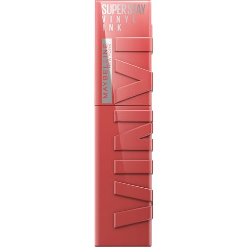 Maybelline New York flüssiger Lippenstift, Liquid Lipstick mit 16 Stunden Halt und glänzendem Finish, Super Stay Vinyl Ink, Nr. 15 Peachy, 4,2 ml