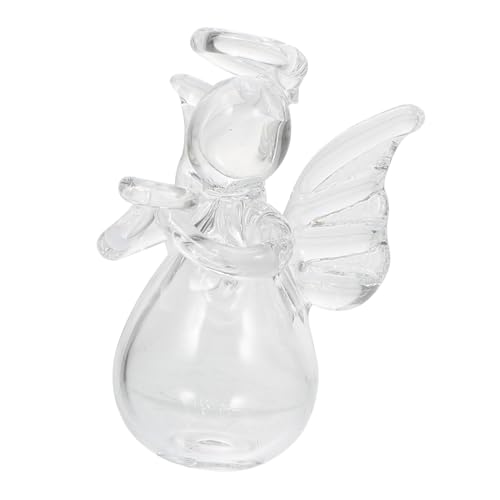 TOPPERFUN 1stk Glasverzierungen Autoanhänger Kristallfiguren Kleiderbügel zum Dekorieren Klare Geshinene Glassengel Hängende Engel Baumschmuck Glücksbringer Engel Anhänger Mini-Engel-schmuck