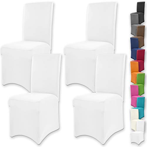 Gräfenstayn 4 Pezzi Stretch coprisedia Henry - schienali Rotondi e angolari - Pacchetto VANTAGGIOSO - vestibilità bielastica con Guarnizione Oeko-Tex Standard 100: "Fiducia certificata (Bianco)