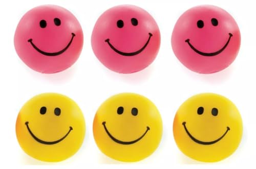 WUNDAPETS Paquete de 6 bolas de vinilo para perros Caldecx Classic, color rosa y amarillo