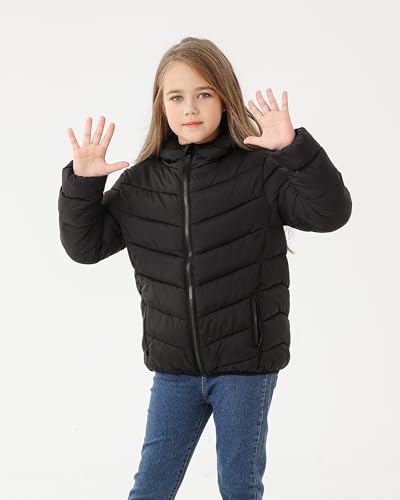 Fanient Kinder Mäntel Winterjacke Mädchen Warm Schwarz Kapuze Mäntel Wasserdichte Winddicht Outwear für Jungen 4-5 Jahre