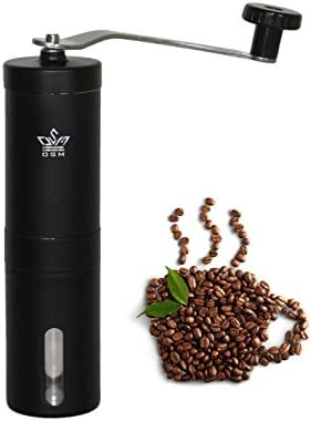 Manual Coffee Bean Grinder - Black Stainless Steel Design - Adjustable Ceramic Grind Selector - Portable Hand Coffee Mill - Ideal for Home, Office or Outdoor Travel