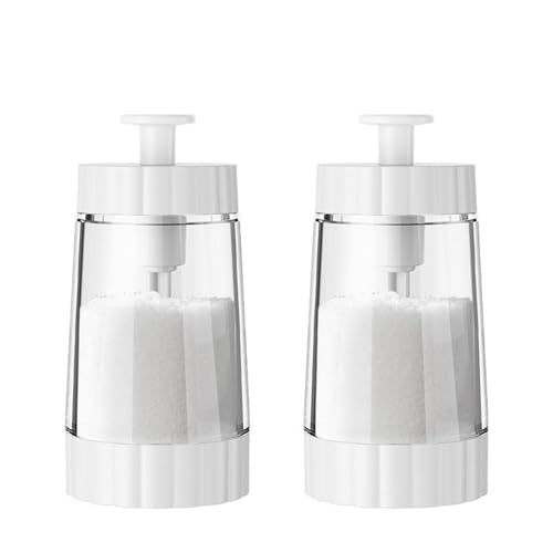 ECHOLEAF Frascos for especias, sal y pimienta. Frasco transparente for condimentos. Botella de plástico for especias, condimentos for barbacoa y cocina.(2pcs white)