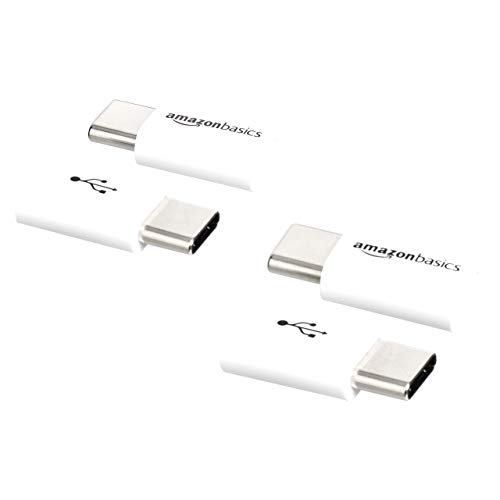AmazonBasics Micro USB (Female) to USB-C (Male) Adapter - White, 4-Pack