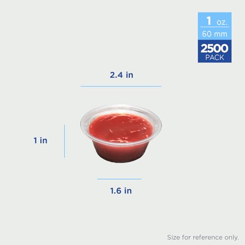 Image of Karat [2500 ct] 1 oz Portion Cups - Polypropylene Condiment Cups for Dressings, Sauce, Souffle, Jello Shots Containers | Clear | FP-P100-PP