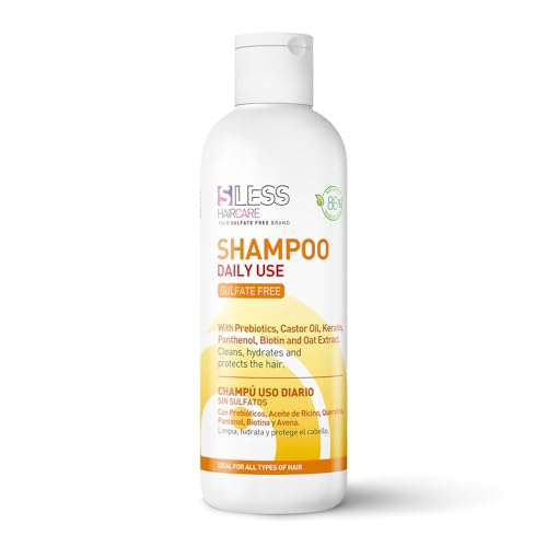 Champú Sin Sulfatos de Uso Diario 250ml | Prebióticos para Cuidado del Cuero Cabelludo, Aceite de Ricino y Keratina| 88% Ingredientes Naturales para Cabello Suave y Brillante | Sless Haircare