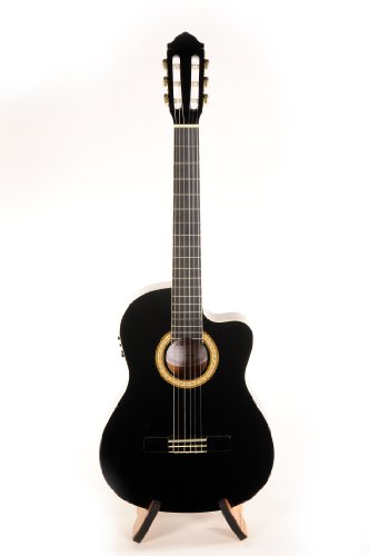 Ashton Guitarra electroacústica clásica, color negro