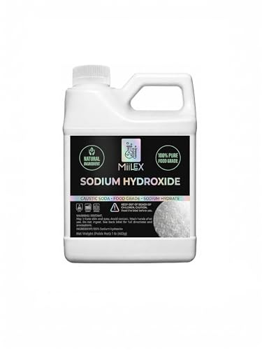 Food Grade Lye Sodium Hydroxide - (1lbs or 453g) 100% Pure Caustic Soda Drain Cleaning Soap Making Culinary Use Pretzels Textiles Granules