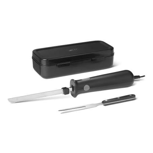 Amazon Basics Electric Knife Set for Meat Slicing and Bread, Ergonomic Design Handle with Storage Case, Black - image 1