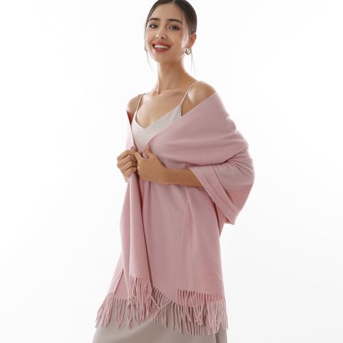 RIIQIICHY Winter Scarfs for Women Pashmina Shawls Wraps for Evening Dresses Large Warm Soft Scarves, Pink, L