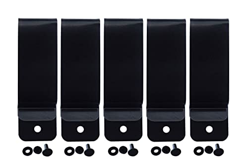 KNIFIUS Lot de 5 clips pour ceinture et gaine avec vis Chicago, acier à haute teneur en carbone avec finition laquée, Noir , Poche d'hydratation