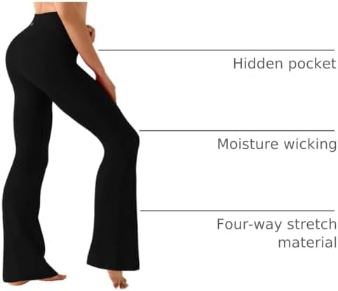 BUBBLELIME 29"/31"/33"/35"/37" 3 Styles Women's High Waist Bootcut Yoga Pants Basic/Side Pockets Tummy Control Workout Flared - Basic Nylon_Black M-37 Inseam - 3