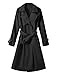 Tuopuda Damen Trenchcoat Lange Zweireiher Übergangsjacke Baumwolle mit Gürtel Jacke Übergang Mantel Klassische Damenmantel Herbst Frühling Winter, Schwarz, XL