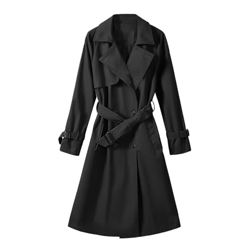 Vancavoo Trench Coat Femme Manteau Printemps Long Veste Blouson Classique Double Boutonnage Blazer Manteau Jacket Coat Automne Hiver Outwear,Noir,M