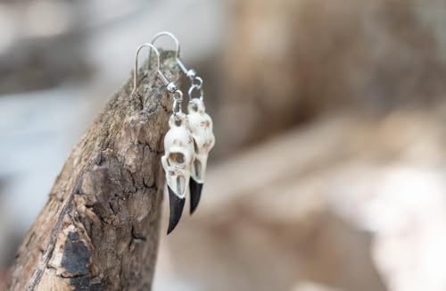 Goth Earrings Raven Skull Halloween Earrings for Gothic Aesthetic3