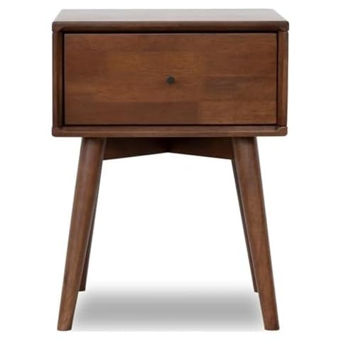 Allora Mid-Century Modern Wood Night Stand in Brown Walnut Cover