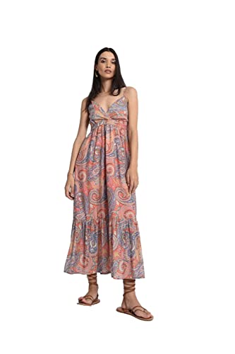 MOLLY BRACKEN Robe longue à volants et bretelles fines S/S 2023 N15BE, multicolore, S-M
