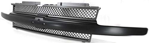 Evan-Fischer Grille Assembly Compatible With 2002-2005 Chevrolet Trailblazer Painted Black Shell And Insert With Black Center Bar #TOP1
