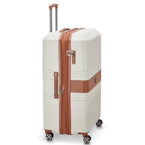 Image of DELSEY PARIS Paulette 81 cms Large Check-in ABS /Polycarbonate Hard Sided 8 Wheels and Expandable Spinner Suitcase /Trolley Bag for Travel with TSA Lock- Angora