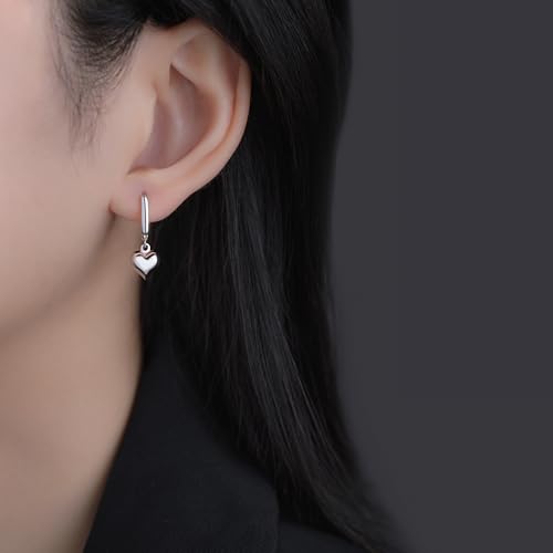 SLUYNZ Solid 925 Sterling Silver 8MM Fat Heart Hoop Earrings for Women Teens Sweet Love Hoop Earrings Huggie2