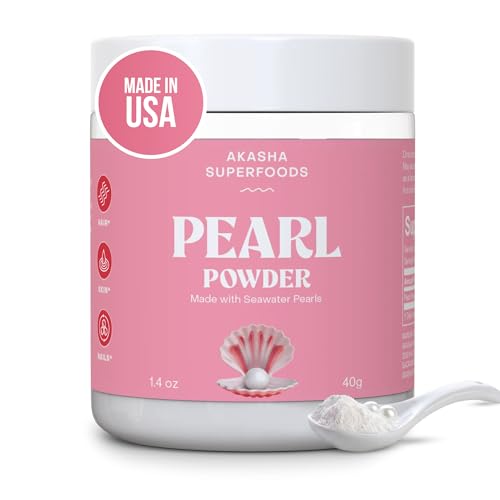 Akasha Superfoods Pearl Powder Supports Collagen Production Blend Into Drinks Smoothies or Skincare Source of Calcium Amino Acids & Minerals Gentle on Sensitive Skin Gluten Free 1.4 Oz