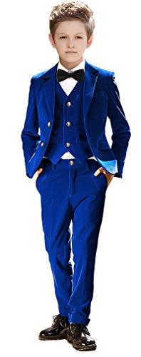 Suit for Boys Velvet 5 Pieces Outfit Set Blazer Vest Pants Formal Tuxedo Slim Fit Boy Suits Royal Blue Size 10 Suit for Boys Velvet 5 Pieces Outfit Set Blazer Vest Pants Formal Tuxedo Slim Fit Boy Suits Royal Blue Size 10