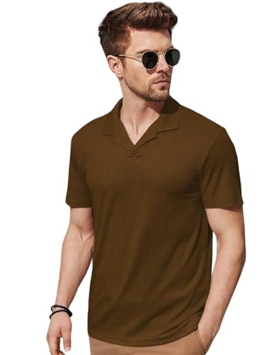 Image of Men's Ribbed Polo Tshirt (44, Dark Brown)