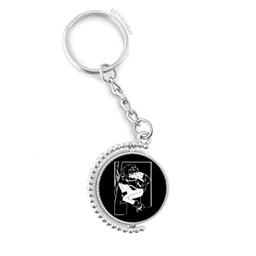 Porte-clés ski rotatif multicolore keyholder sport d'hiver noir 1,2 x 3,5 pouces