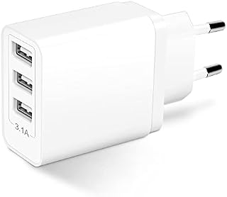ARCCRA Ładowarka Multi-USB, Adapter USB 15,5W z 3 Portami, Wtyczka USB 5V3,1A, Zasilacz do Telefonów Komórkowych (np. Samsung, iPhone, Xiaomi), Tabletów, Słuchawek, Głośników, Czytników E-Booków itp.